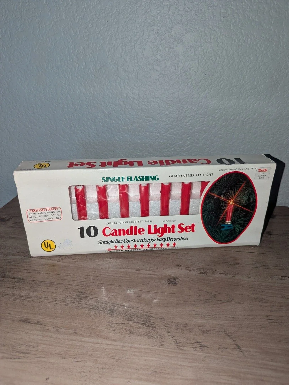 Vintage Christmas Candle Light Set 10 Single Flashing Red NIB Willis Electric